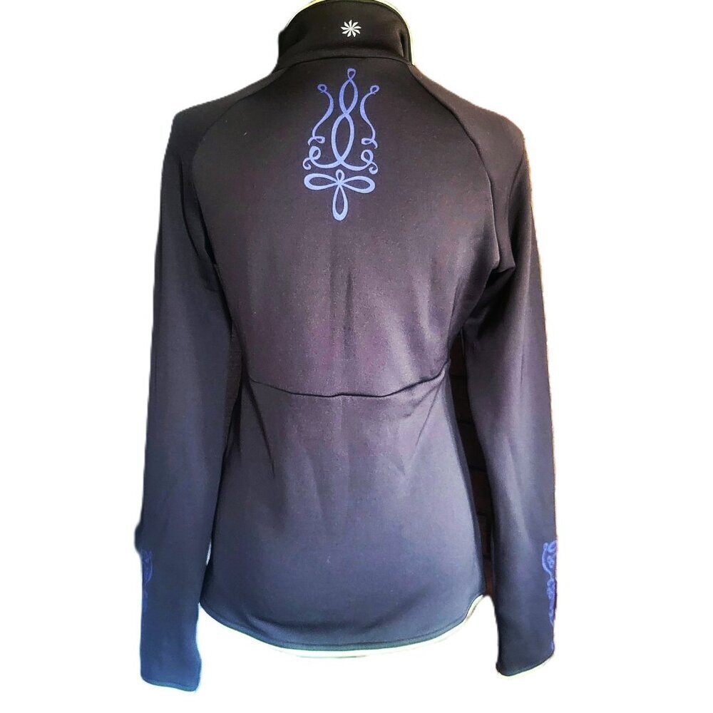 Athleta Women's Black/Lime/Purple 1/4 Zip Fitted Fleece Pullover - Size M - Picture 2 of 11